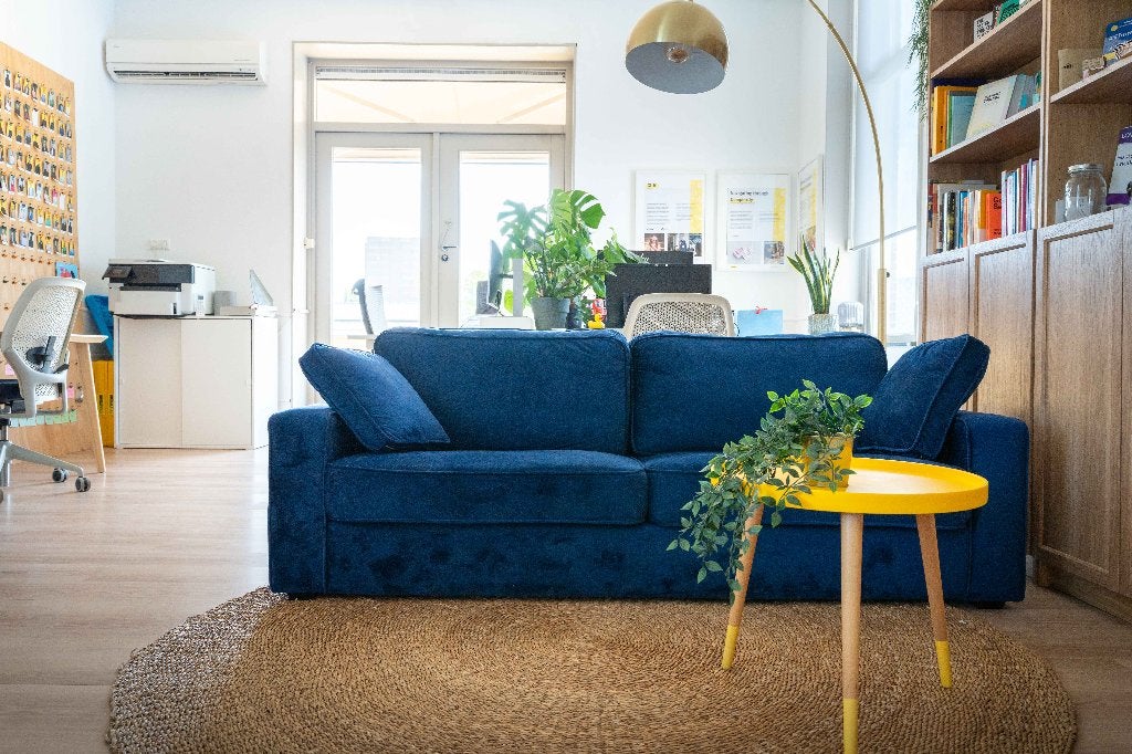 Bank Fonq Beliana Blauw Fluweel, Ophalen, Klassiek, Tweepersoons, 75 tot 100 cm