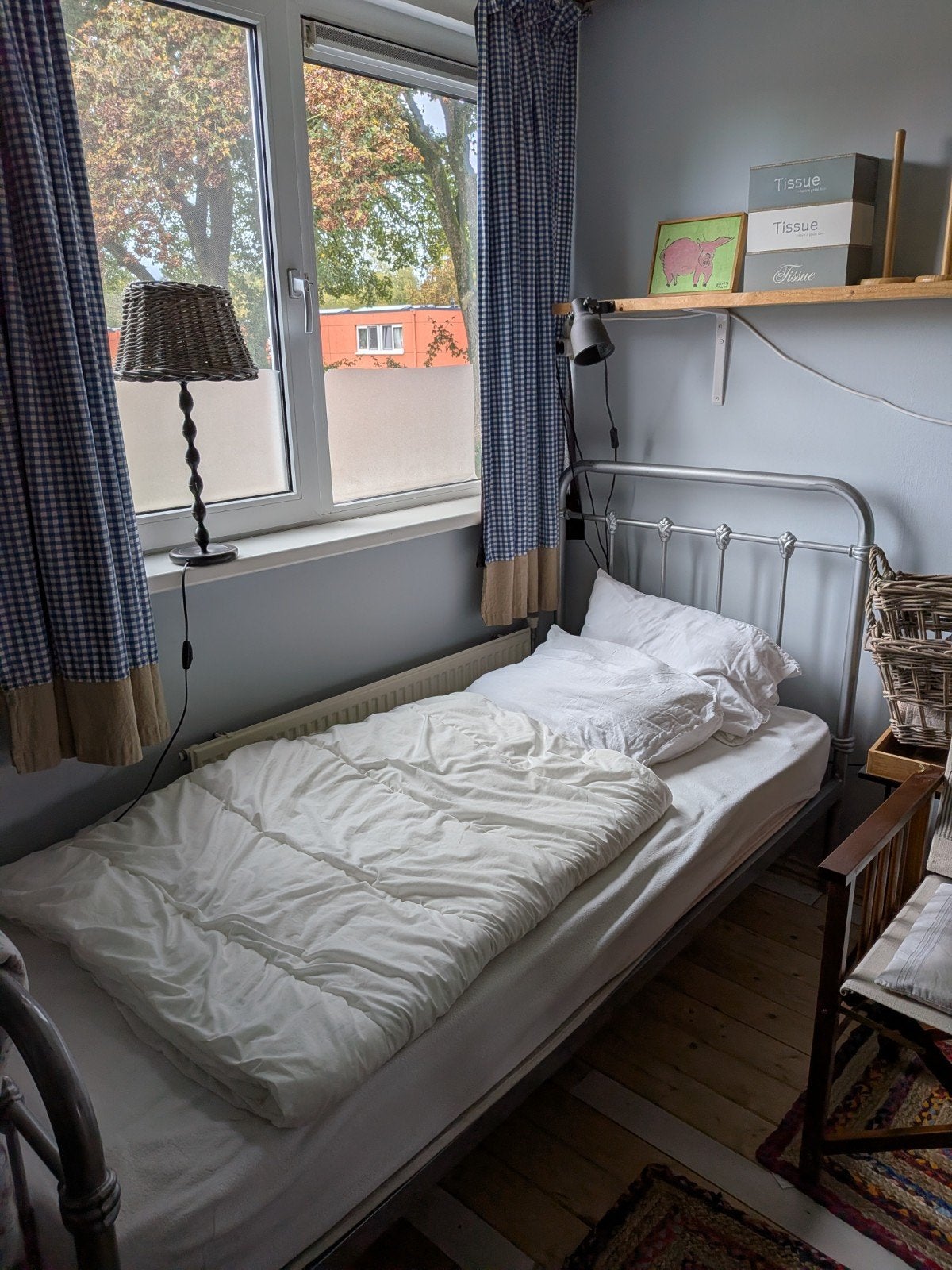 spijlen bed met lattenbodem, Ophalen, 90 cm, Eenpersoons, Wit