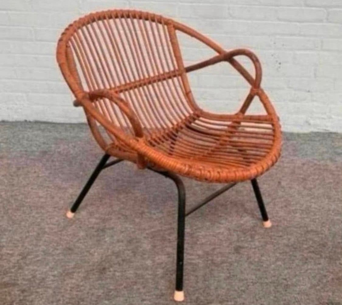 Fauteuil Rotan Rohe Noordwolde lounge Chair jaren 60., Ophalen of Verzenden