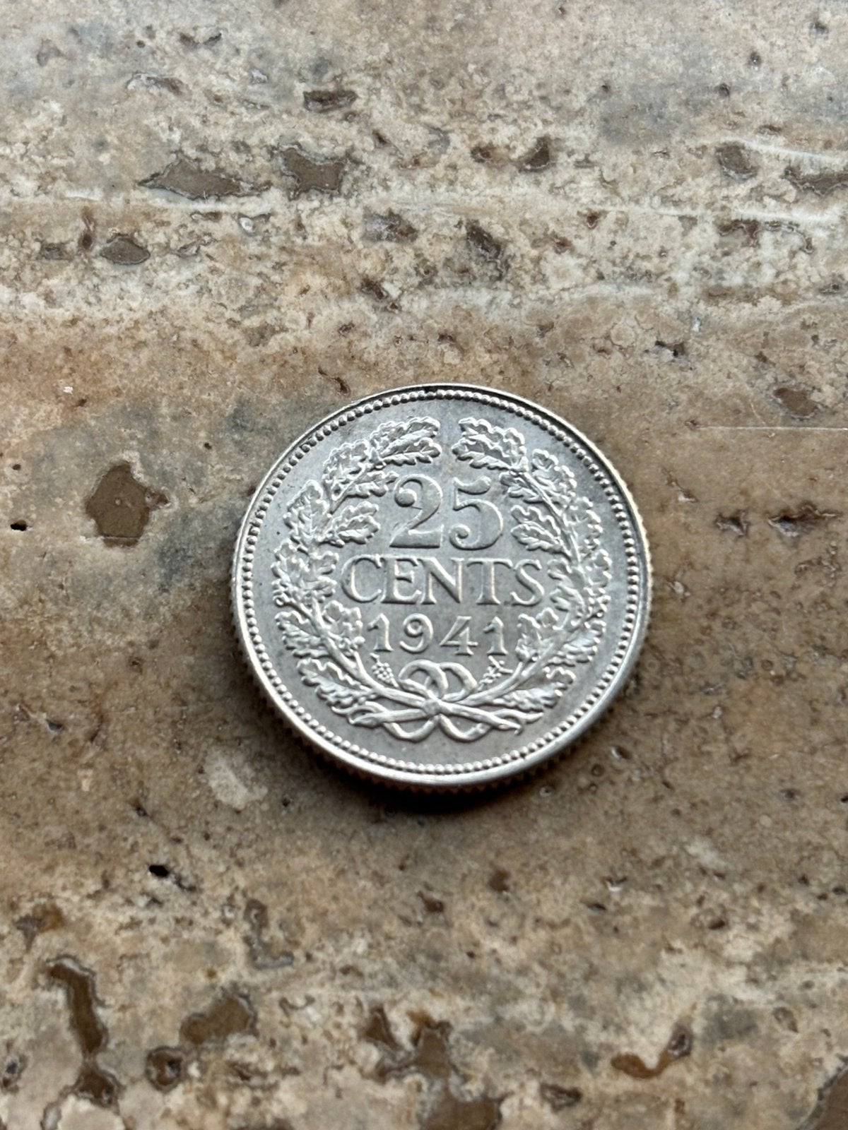 25 cent 1941 Wilhelmina , zeer mooie kwaliteit, Postzegels en Munten, Munten | Nederland, Zilver, 25 cent, Ophalen of Verzenden