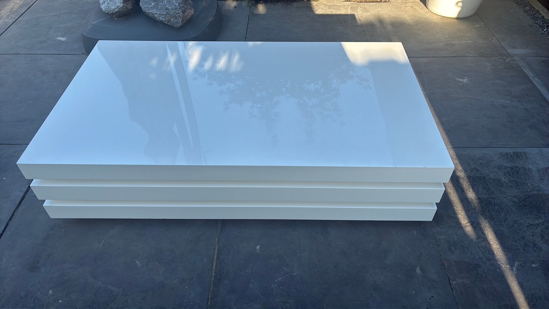 Salontafel wit, Ophalen, Gebruikt, 100 tot 150 cm, 50 tot 100 cm