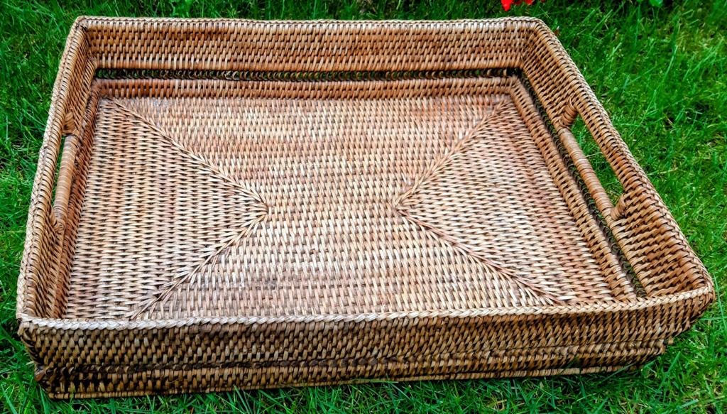 Grote hippie boho rieten dienblad, Huis en Inrichting, Woonaccessoires | Dienbladen, Ophalen