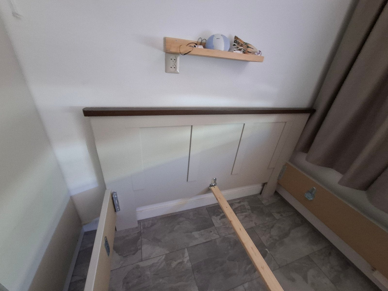 Bedframe van Beterbed - Wit/Bruin, Gebruikt, Wit, Tweepersoons, Ophalen of Verzenden