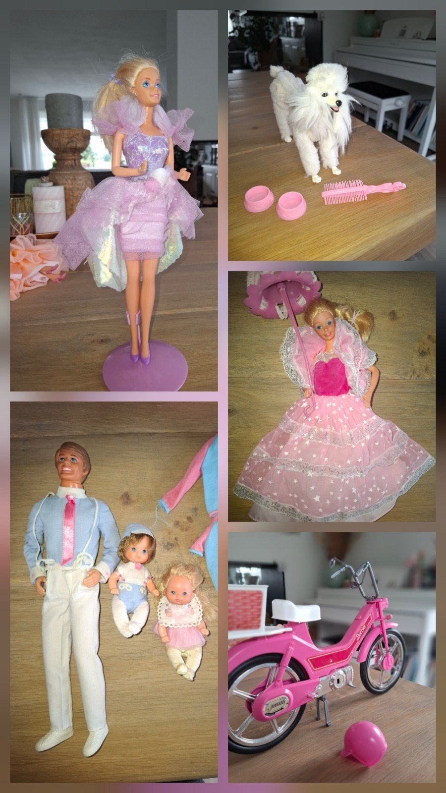 Vintage Barbie set jaren '80 met brommer en accessoires, Ophalen of Verzenden, Gebruikt, Barbie