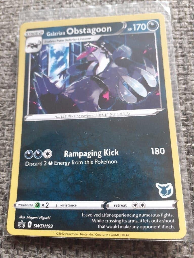 Galarian Obstagoon SWSH193 PROMO Battle Academy 2022, Hobby en Vrije tijd, Ophalen of Verzenden, Zo goed als nieuw, Losse kaart