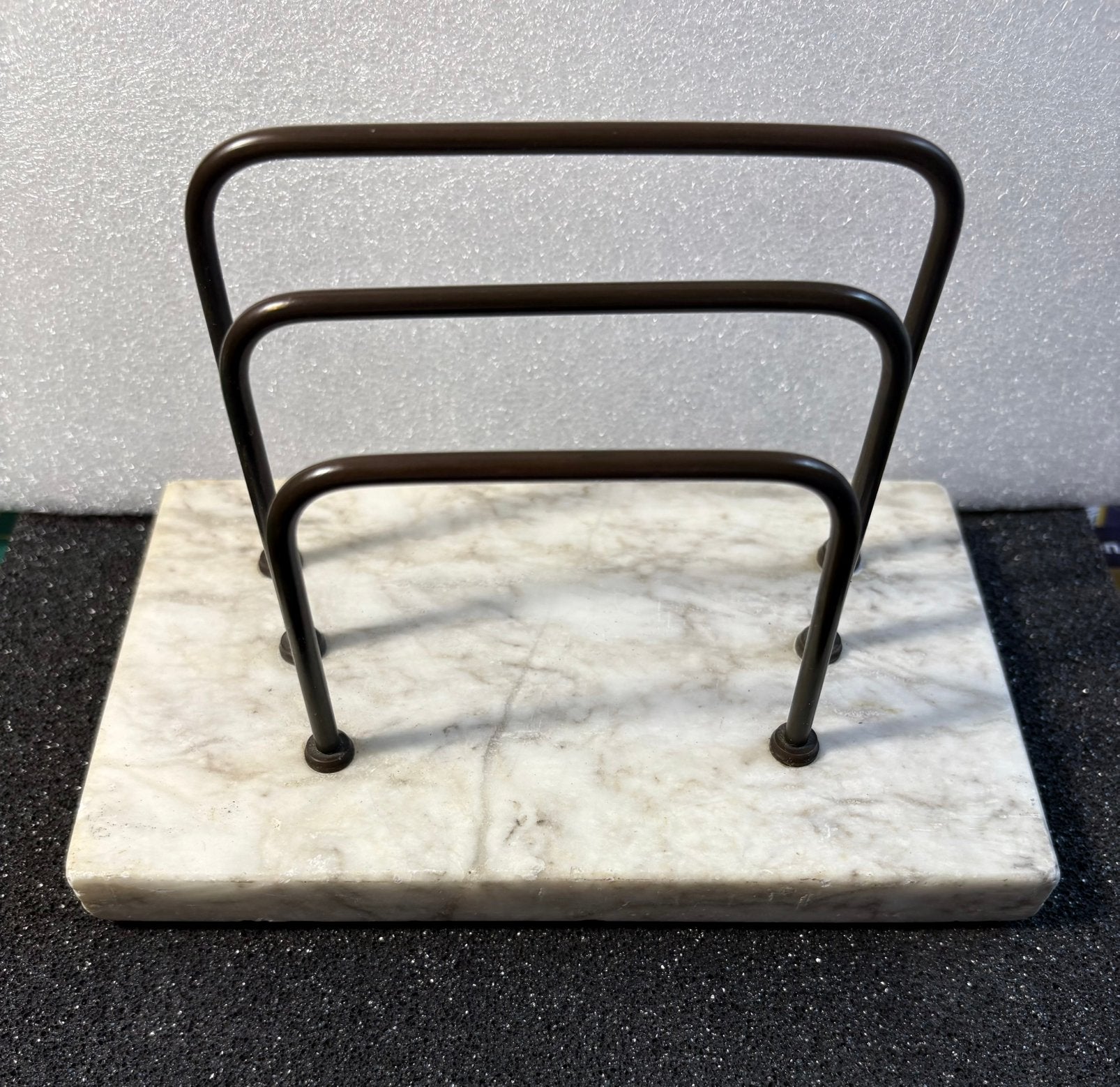 Vintage brievenhouder met wit marmeren voet, Ophalen of Verzenden