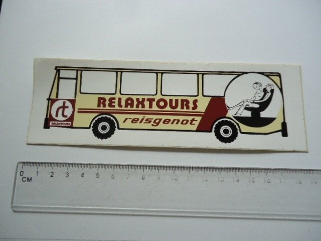 sticker oud RELAXTOURS bus autobus groot retro oldtimer, Verzenden, Zo goed als nieuw, Bedrijf of Vereniging