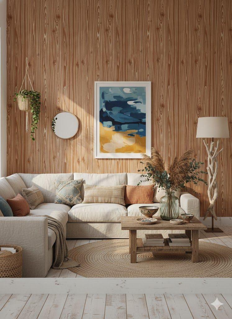 7064 bruin vintage houtlook behang schrootjes houtpanelen, Verzenden, Minder dan 10 m², Bruin