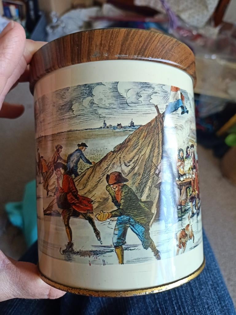 Vintage Douwe Egberts Tabaksblik - Hollandse Winterscène, Ophalen of Verzenden