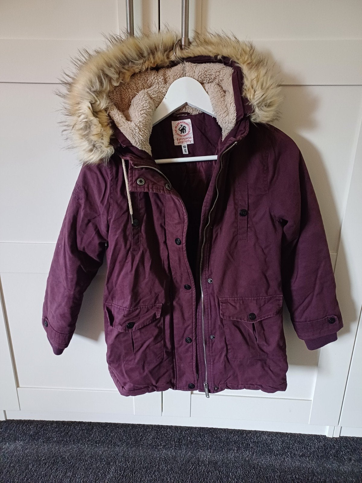 Winterjas Me and my Monkey  maat 10 140/146, Kinderen en Baby's, Kinderkleding | Maat 140, Gebruikt, Meisje, Ophalen of Verzenden