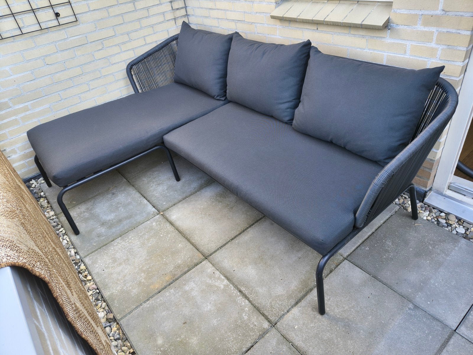 Lounge-/balkonset inclusief kussens, Tuin en Terras, Tuinsets en Loungesets, Ophalen, Gebruikt, Bank, Loungeset
