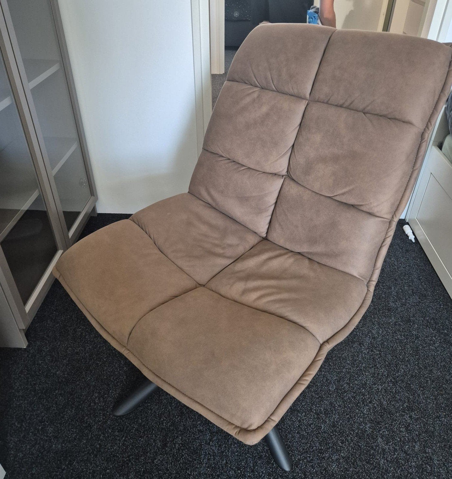 Draai fauteuil stoel, Huis en Inrichting, Ophalen, Bruin, Stof, Eén