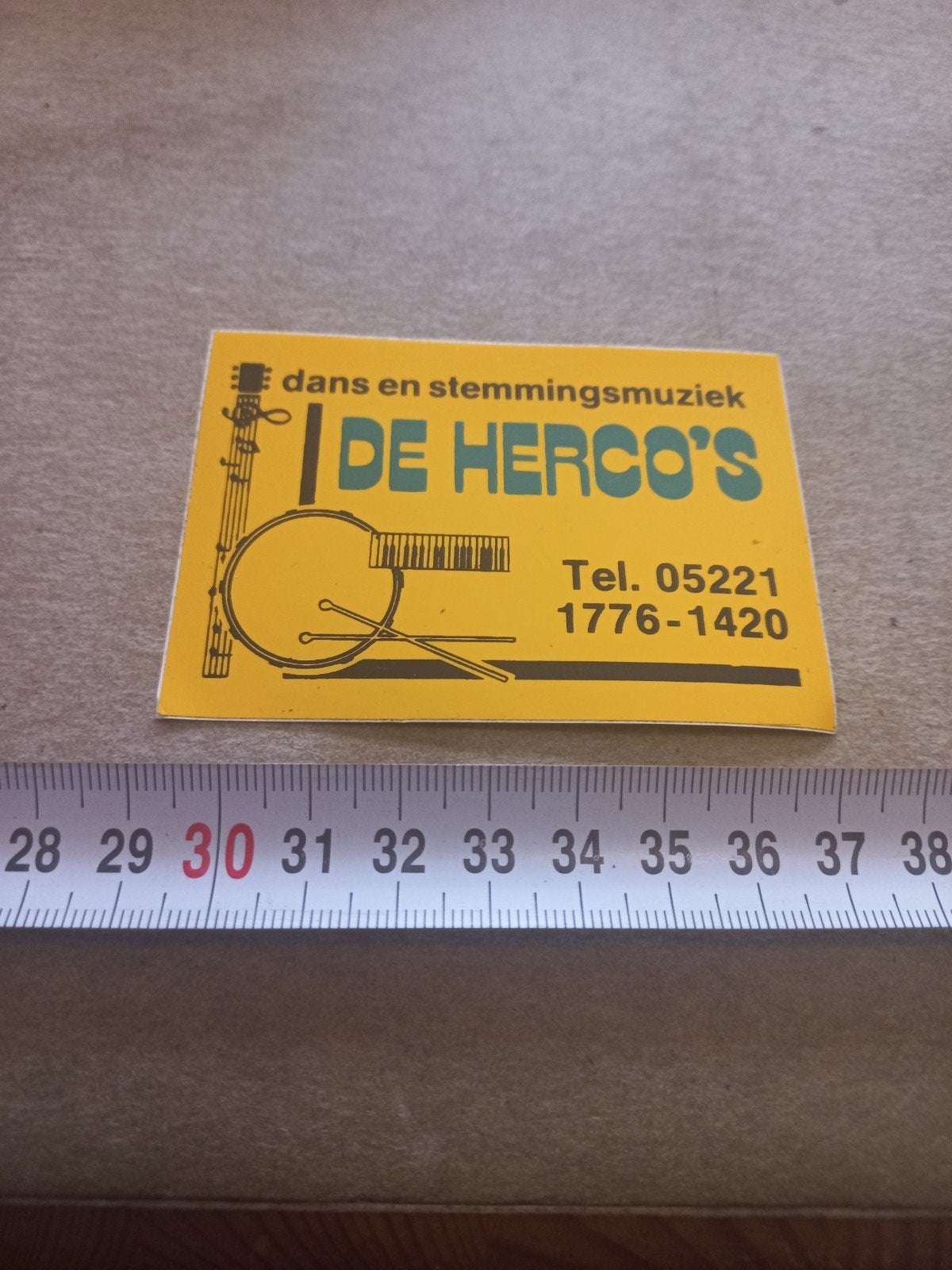Vintage sticker "De Herco's" dans en stemmingsmuziek, Ophalen of Verzenden, Gebruikt