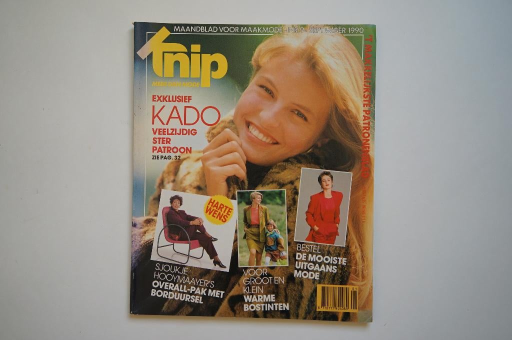 Vintage patronenblad Knip september 1990 overall borduren, Ophalen of Verzenden, Nieuw, Vrouw, Knipmode