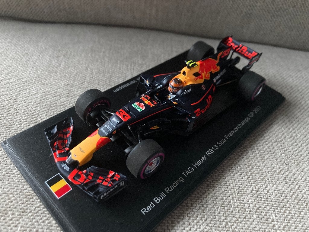 ✅ Max Verstappen 1:43 België Spa GP 2017 Red Bull RB13, Ophalen of Verzenden, Nieuw, Formule 1
