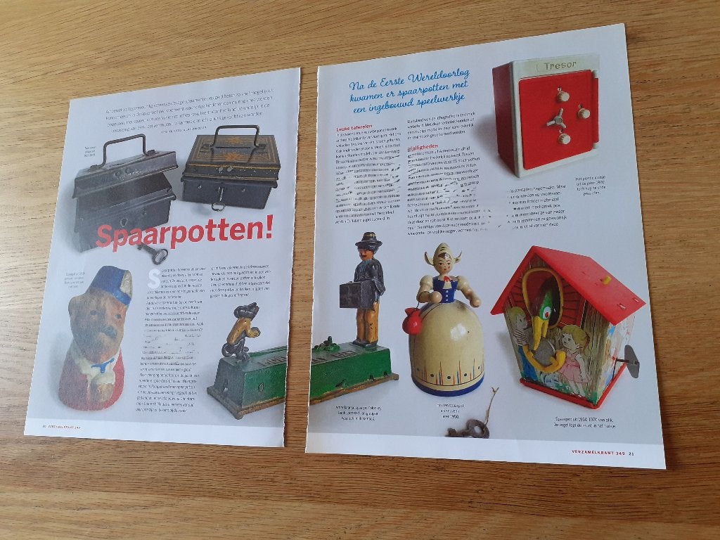 artikel oude spaarpotten, Verzamelen, Ophalen of Verzenden, Gebruikt, Overige materialen, Overige thema's