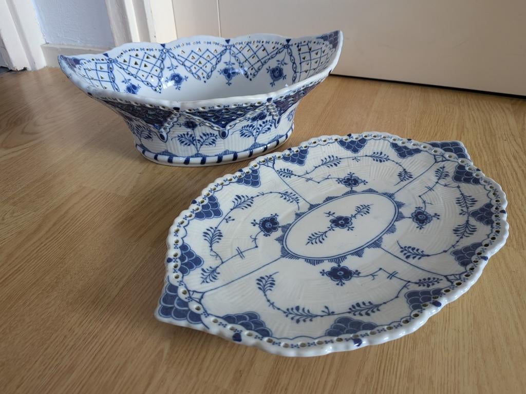 Prachtige Antieke Vruchtenschaal op Schotel (ca 1880), Antiek en Kunst, Antiek | Servies los, Ophalen of Verzenden