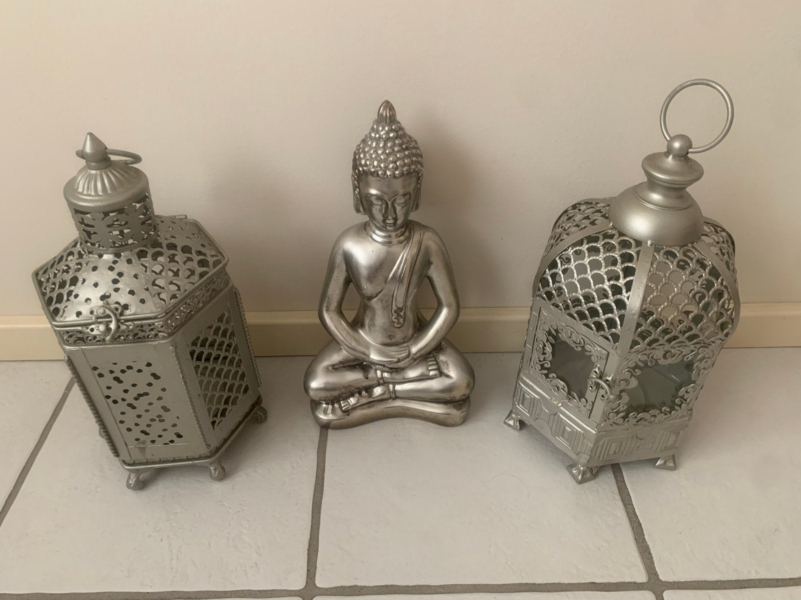 Zilverkleurige Boeddha Beeld - Mediterende Boeddha, Huis en Inrichting, Woonaccessoires | Boeddhabeelden, Ophalen of Verzenden