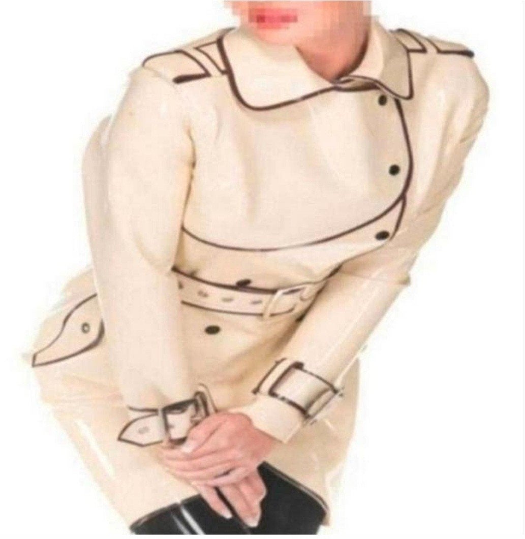 Latex trenchcoat met details, tm 3XL, Verzenden, Nieuw, Beige