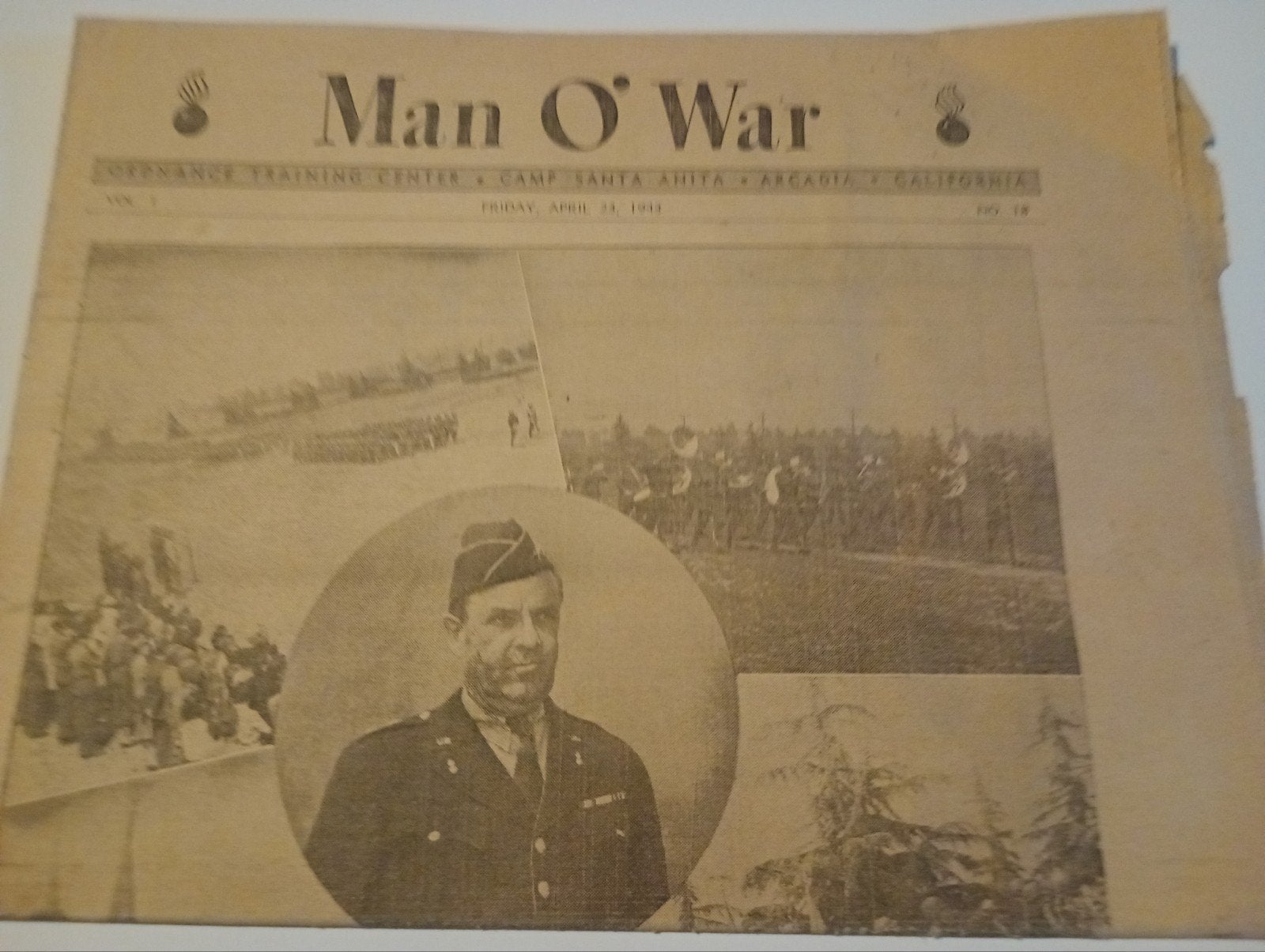 Man 'o war Amerikaanse US Army krant 1943 California, Verzamelen, Amerika, ., Ophalen of Verzenden, .