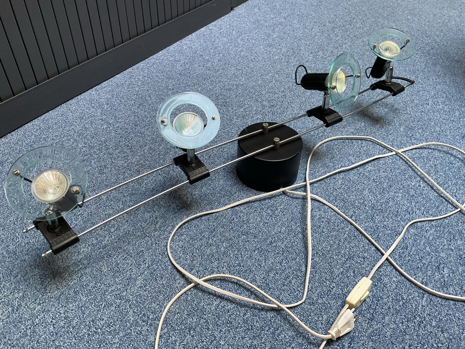 Halogeen plafond/wandlamp met 4 verstelbare spots, 88 cm, Ophalen, Gebruikt, Plafondspot of Wandspot