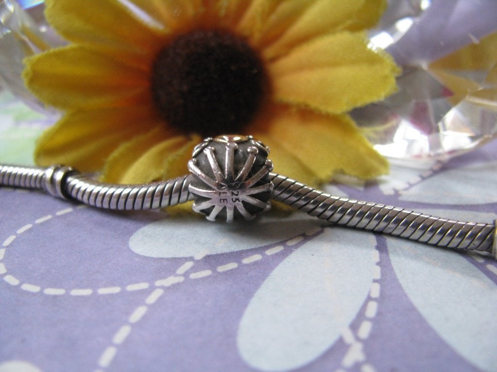 Pandora bedel 790430 = hatched heart + 14 krt GOUD, Sieraden, Tassen en Uiterlijk, Pandora, Ophalen of Verzenden, Zo goed als nieuw
