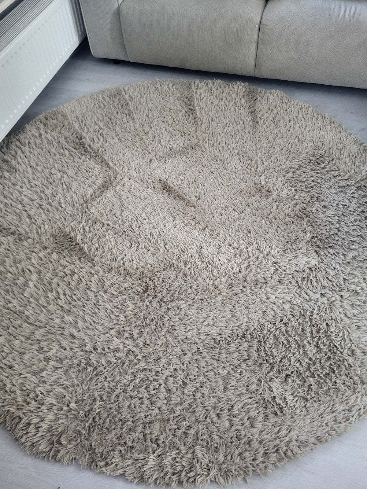 Hoogpolig beige rond kleed Sintra 200cm, Ophalen, Beige, Rond, 200 cm of meer