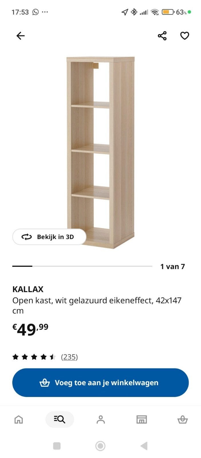 div kallax van ikea in licht eiken, Huis en Inrichting, Ophalen, 25 tot 50 cm, 50 tot 100 cm, Minder dan 100 cm