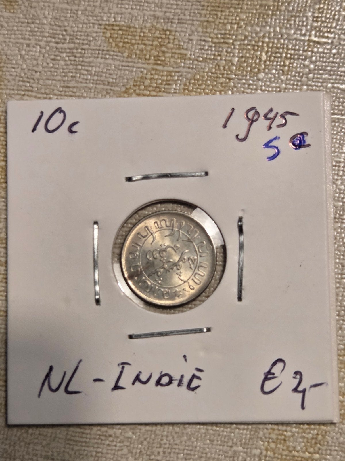 Nederlands-Indië 10 cent munt 1945, Postzegels en Munten, Munten | Nederland, Ophalen of Verzenden, Koningin Wilhelmina, Overige waardes