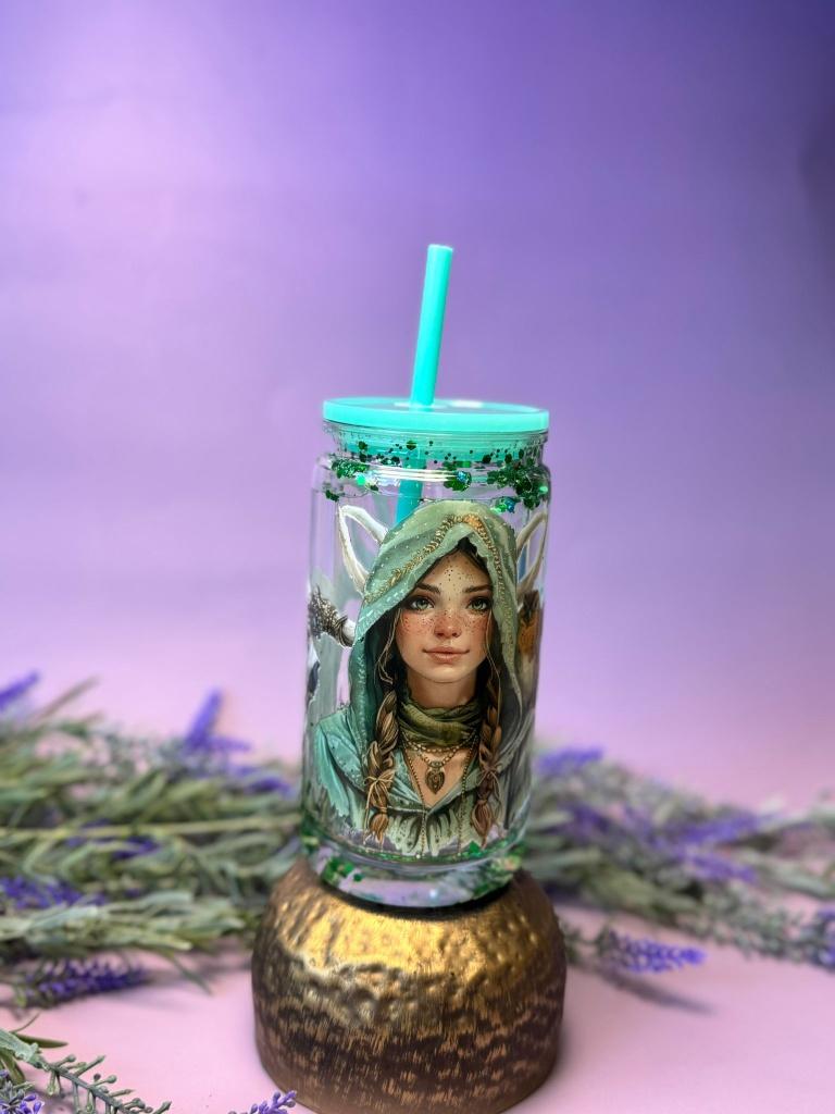 Handmade Forest Witch Snowglobe Tumbler Fairycore Cup, Huis en Inrichting, Glas of Glazen, Verzenden, Nieuw, Overige stijlen