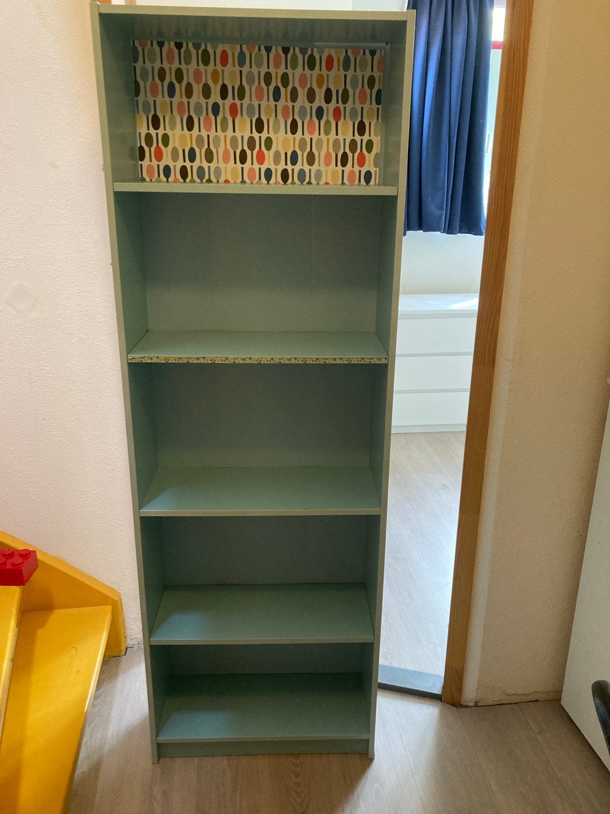 Billy kastje 180x24x60 - blauw, Ophalen, Met plank(en), Gebruikt, 50 tot 100 cm
