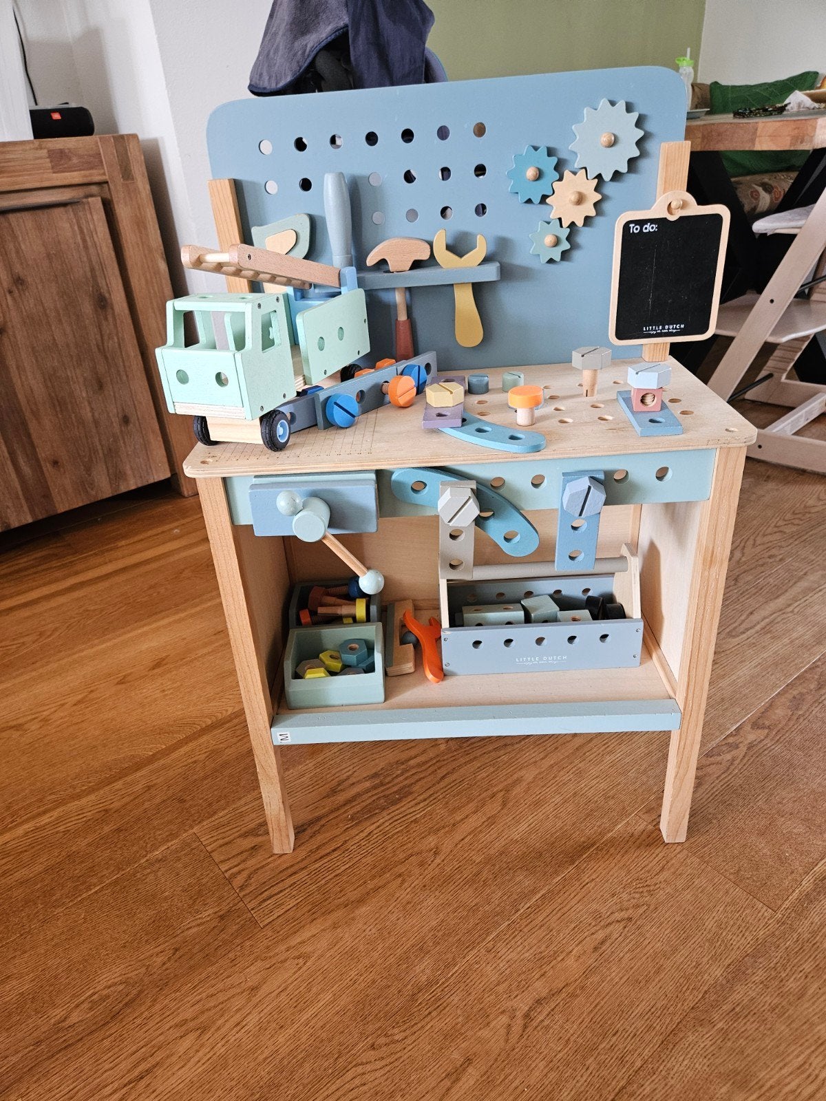 Houten Werkbank van little dutch met Gereedschap en Hema Aut, Ophalen, Gebruikt, Bouwen