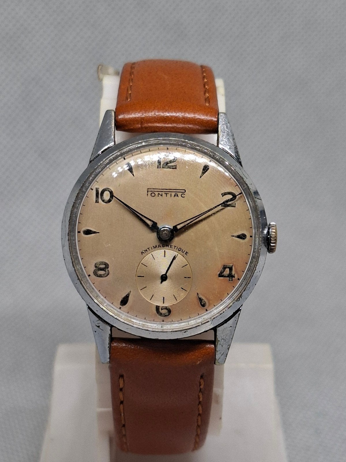 Pontiac vintage horloge, Overige merken, Verzenden, Polshorloge, Leer