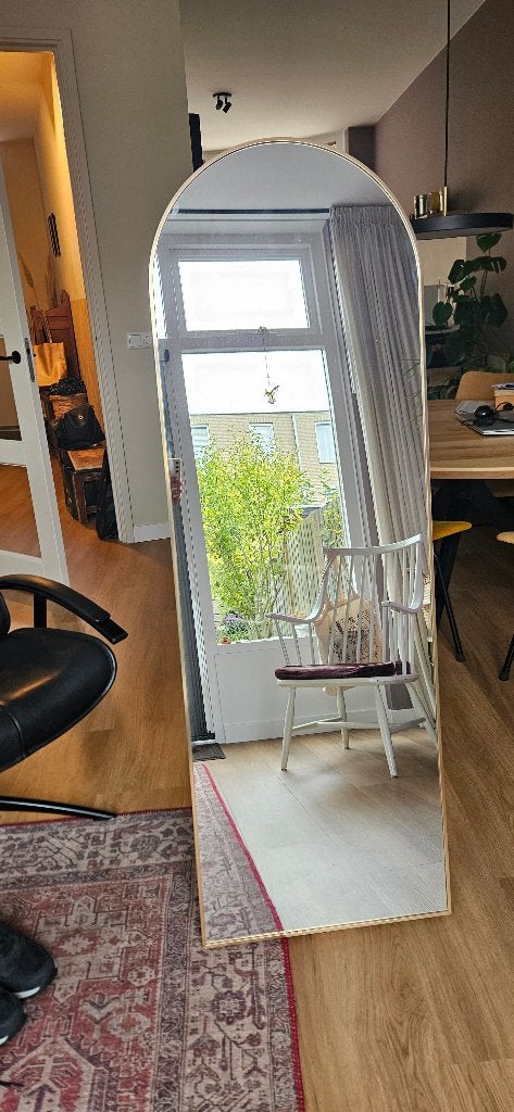 Passpiegel Arched goud 50x150 cm, Huis en Inrichting, Ophalen, 100 tot 150 cm, Zo goed als nieuw, Overige vormen