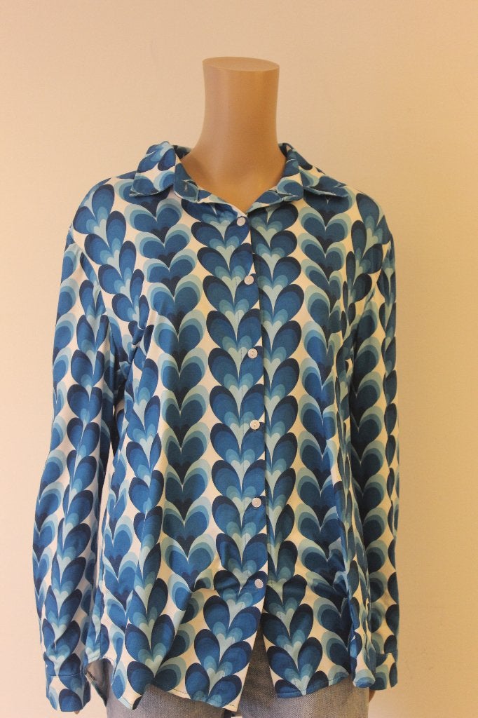 Soultouch blauw/crème blouse maat XXL, Blauw, ., Maat 42/44 (L), Zo goed als nieuw