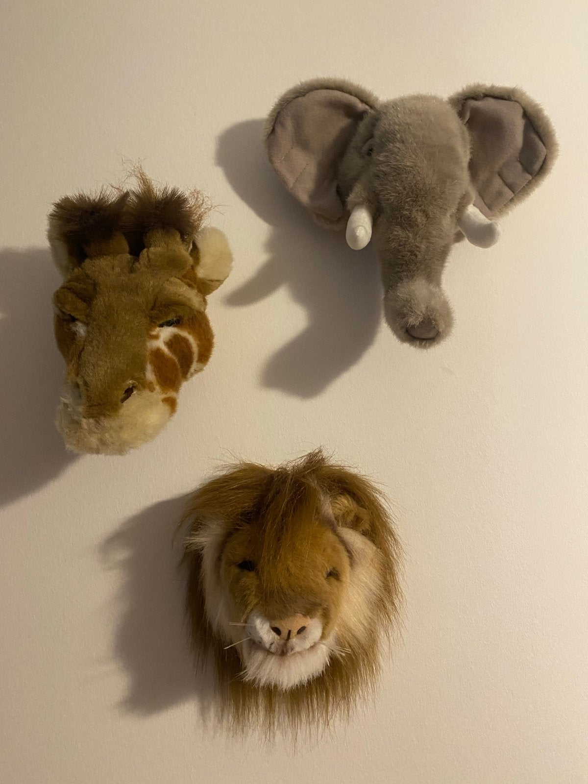 Wild and Soft Dierenkoppen: Olifant, Leeuw, Giraf (Set van 3, Ophalen, Overige merken, Overige typen, Zo goed als nieuw