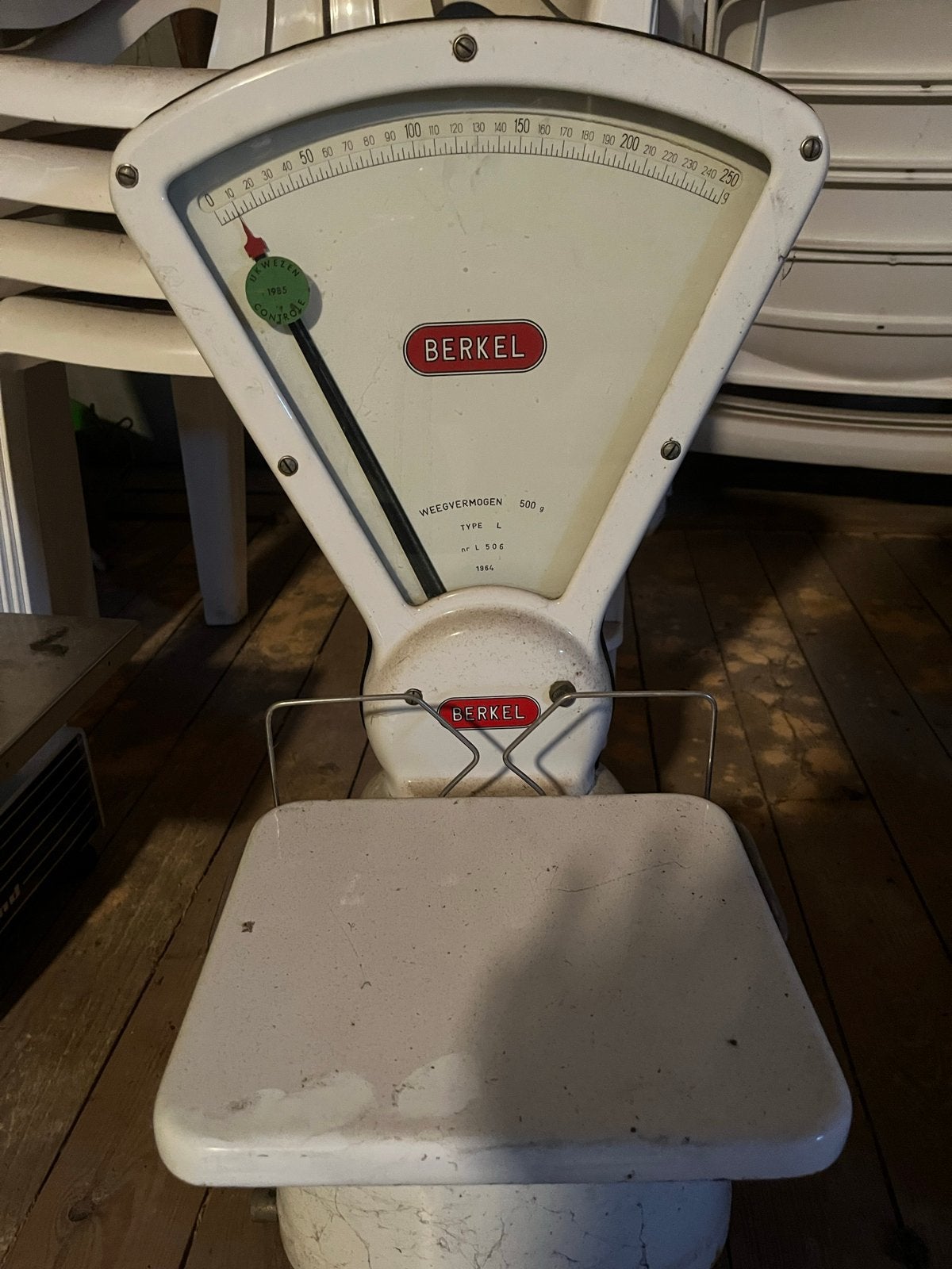 Vintage Berkel Winkelweegschaal - Type L, 500g, Ophalen, Winkelweegschaal, Gebruikt, Minder dan 10 kg