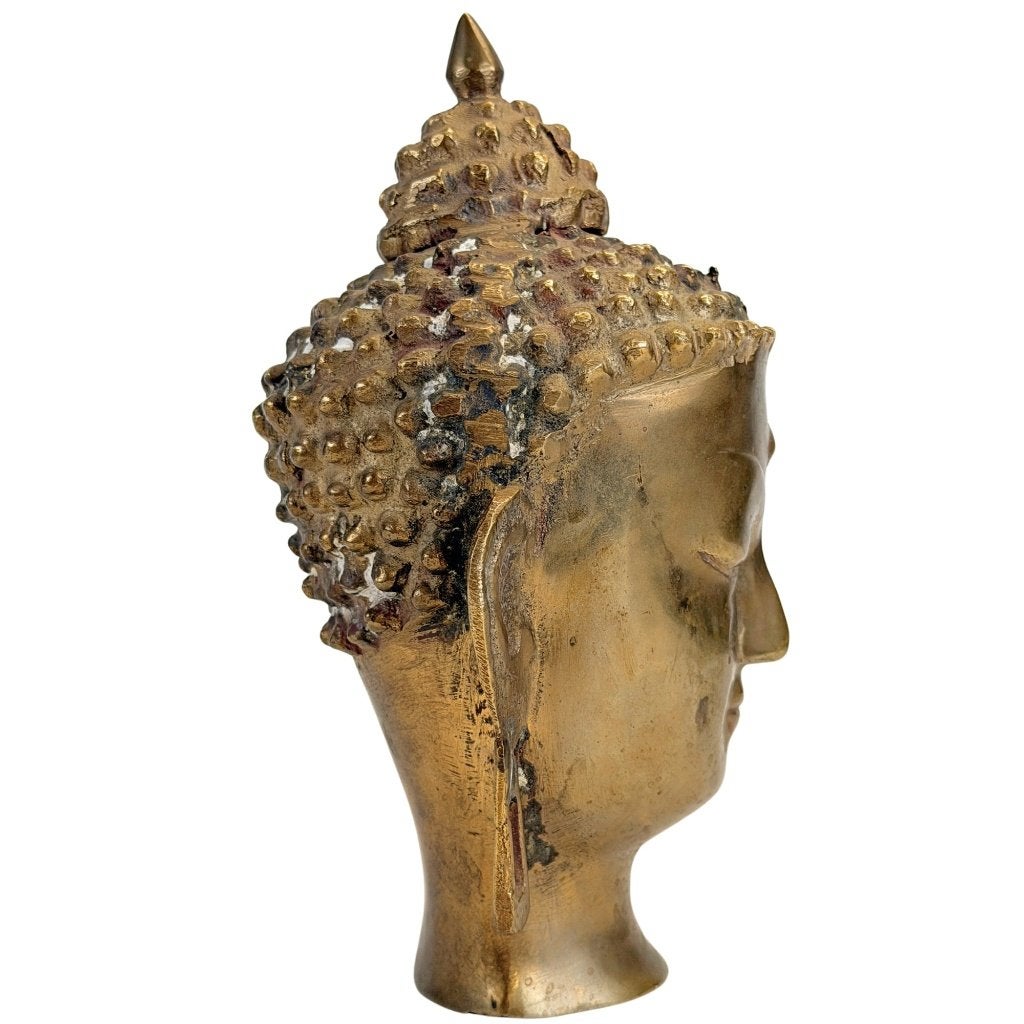 Boeddhahoofd – Nepalese bronzen stijl, Antiek en Kunst, Overige herkomsten, Ophalen of Verzenden, Beeld, Brons