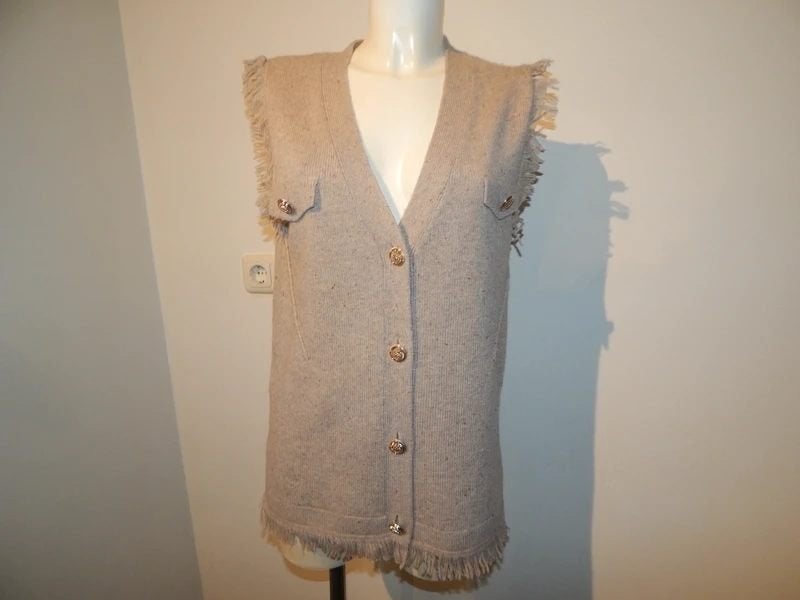 Pinko vest mouwloos chique bewerkte sier knopen 40