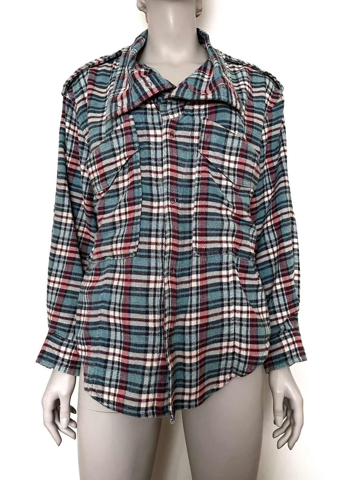 R13 oversized plaid blouse – geruit high neck shirt maat S, Verzenden, Zo goed als nieuw, Maat 36 (S)