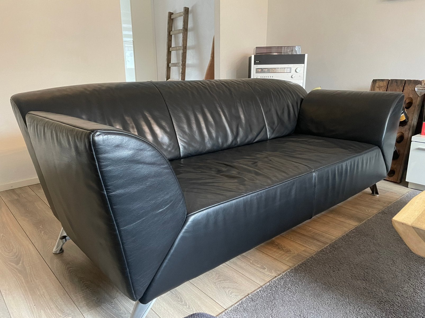Jori pacific JR9700 leder design bank zwart 3 zits bank sofa, Huis en Inrichting, Ophalen, Design, 150 tot 200 cm, Driepersoons