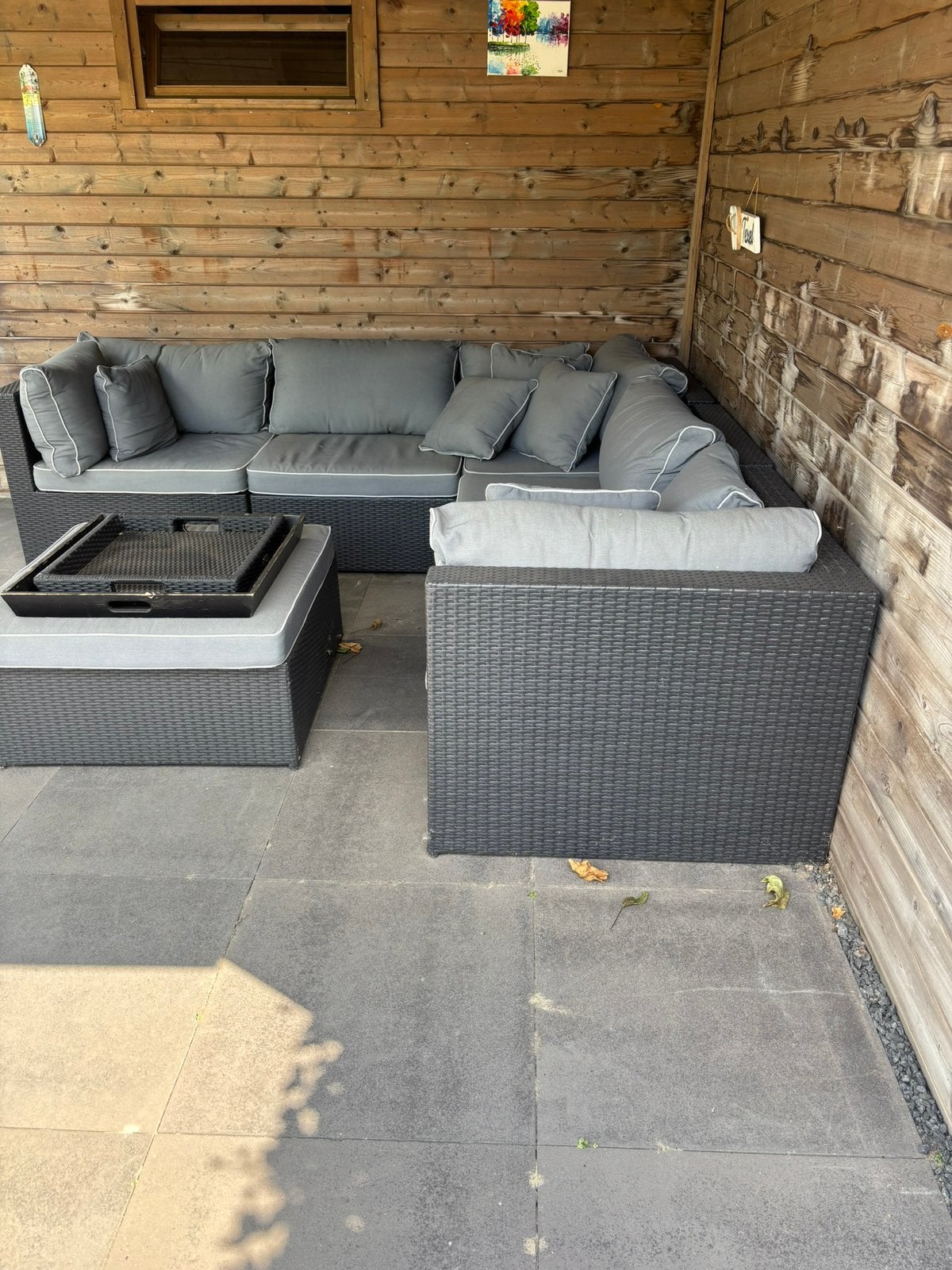 Lounge bank buiten met hocker, Ophalen, 5 zitplaatsen, Gebruikt, Loungeset