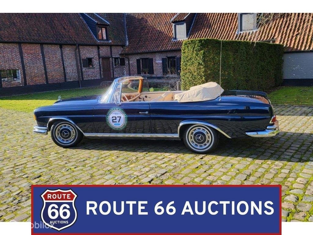 Mercedes-Benz 220SE Cabriolet | 1965 | Route 66 Auctions, Auto's, Oldtimers, Overige carrosserieën, Zwart, Mercedes-Benz, Bedrijf
