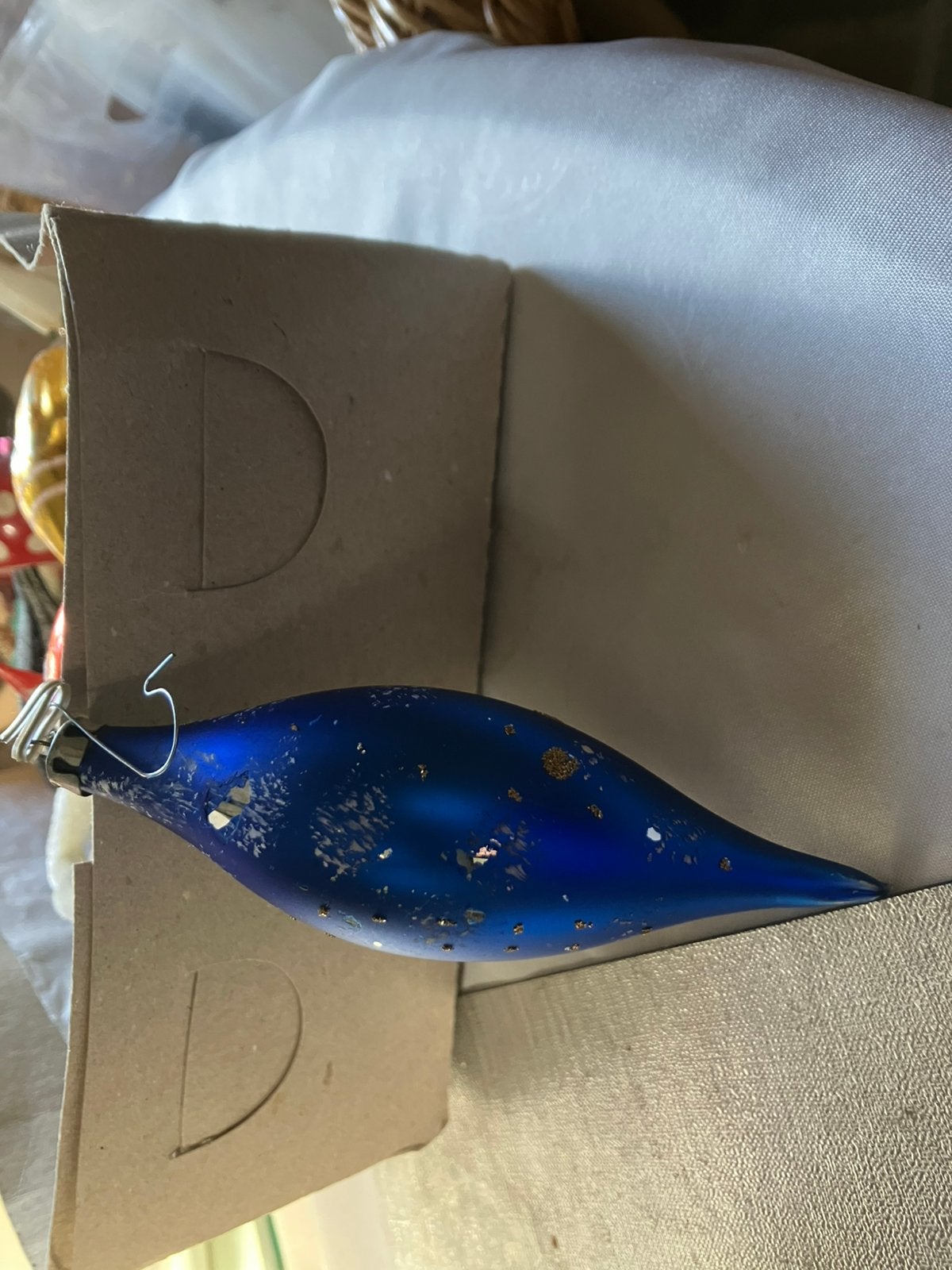 Antieke blauwe kerstbal in de vorm pegel, Diversen, Ophalen of Verzenden, Zo goed als nieuw