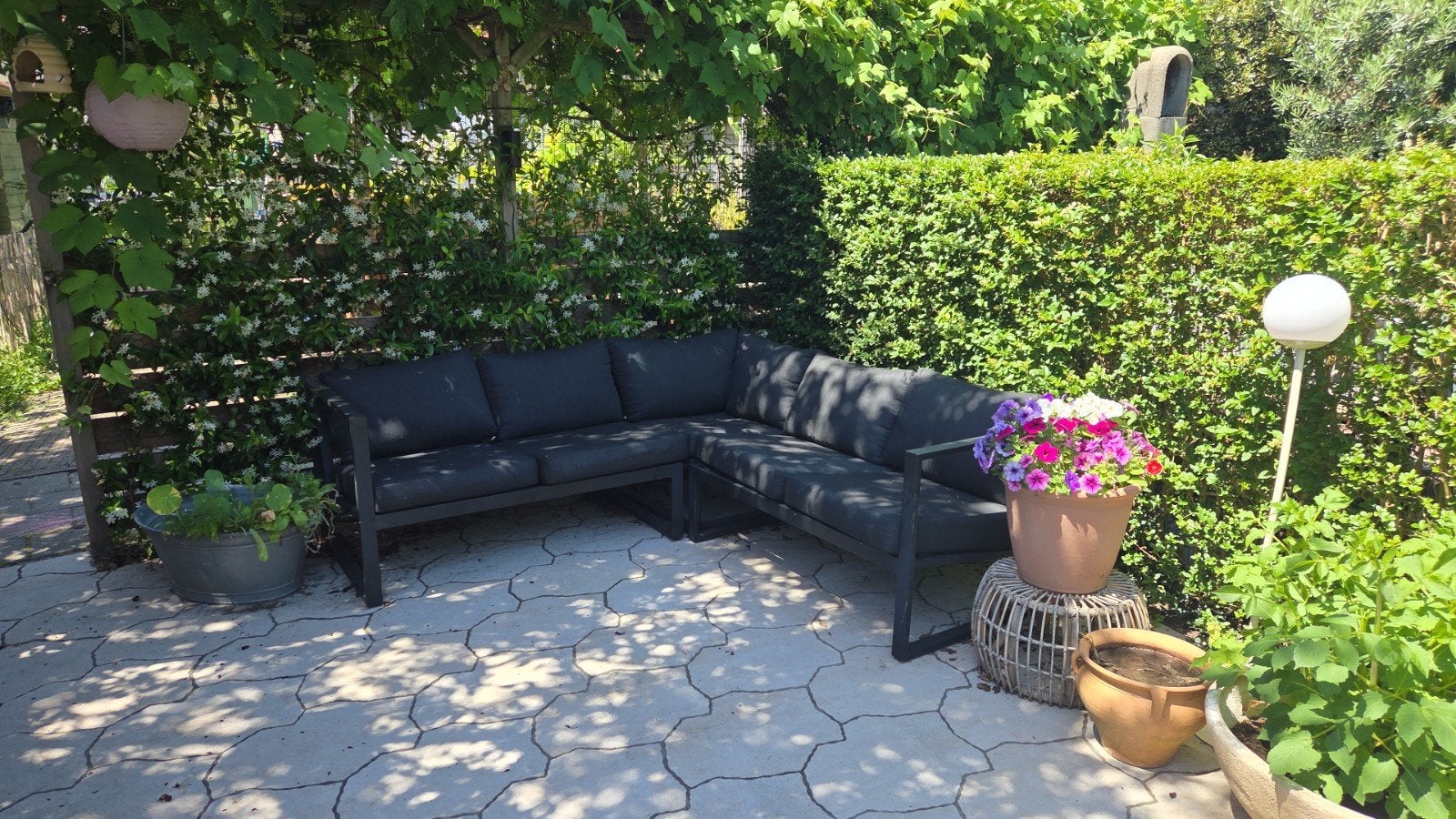 Loungebank tuinbank tuinmeubelen bank tuin wehkamp fonq, Ophalen, 5 zitplaatsen, Gebruikt, Aluminium