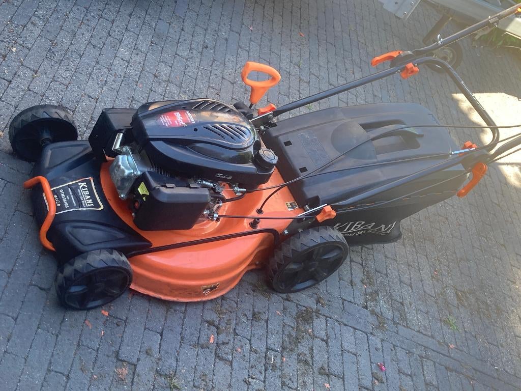 Kibani benzine grasmaaier – 53 cm maaibreedte, Tuin en Terras, Grasmaaiers, Gebruikt, Benzine-grasmaaier, 50 cm of meer, Opvangbak