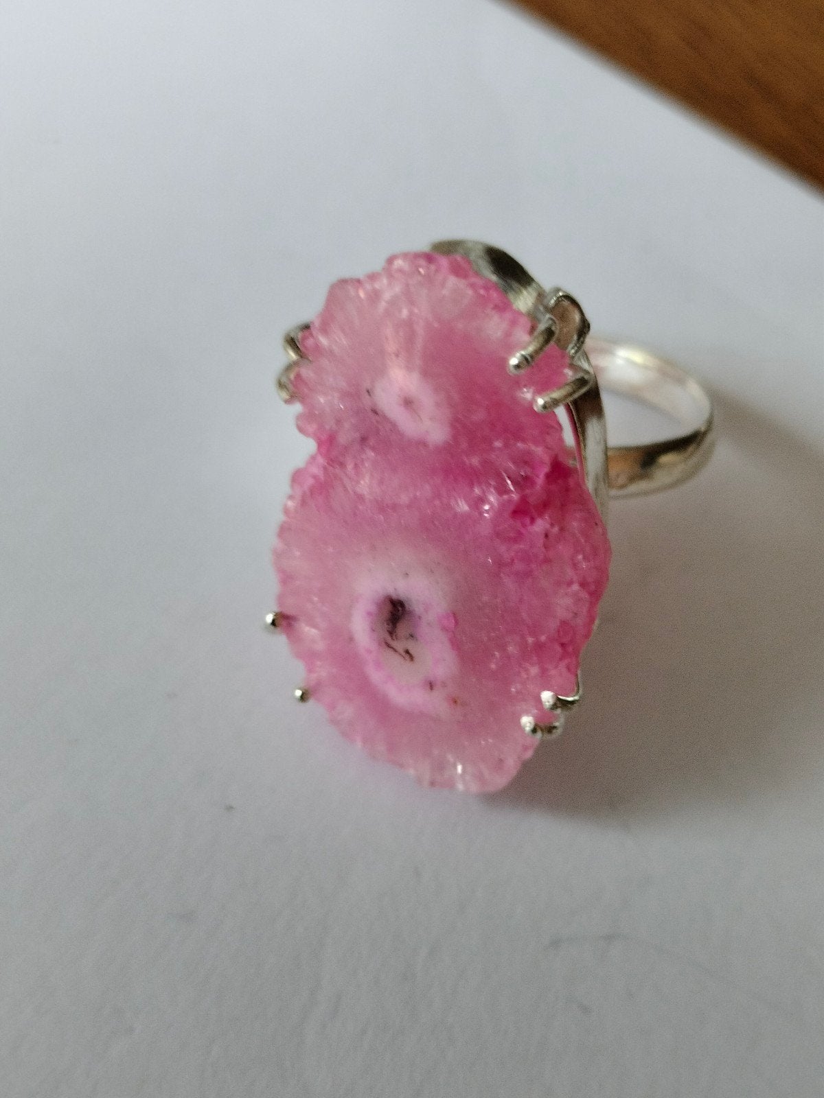 zilveren ring met agaat maat 18, 18 tot 19, Verzenden, Nieuw, Roze