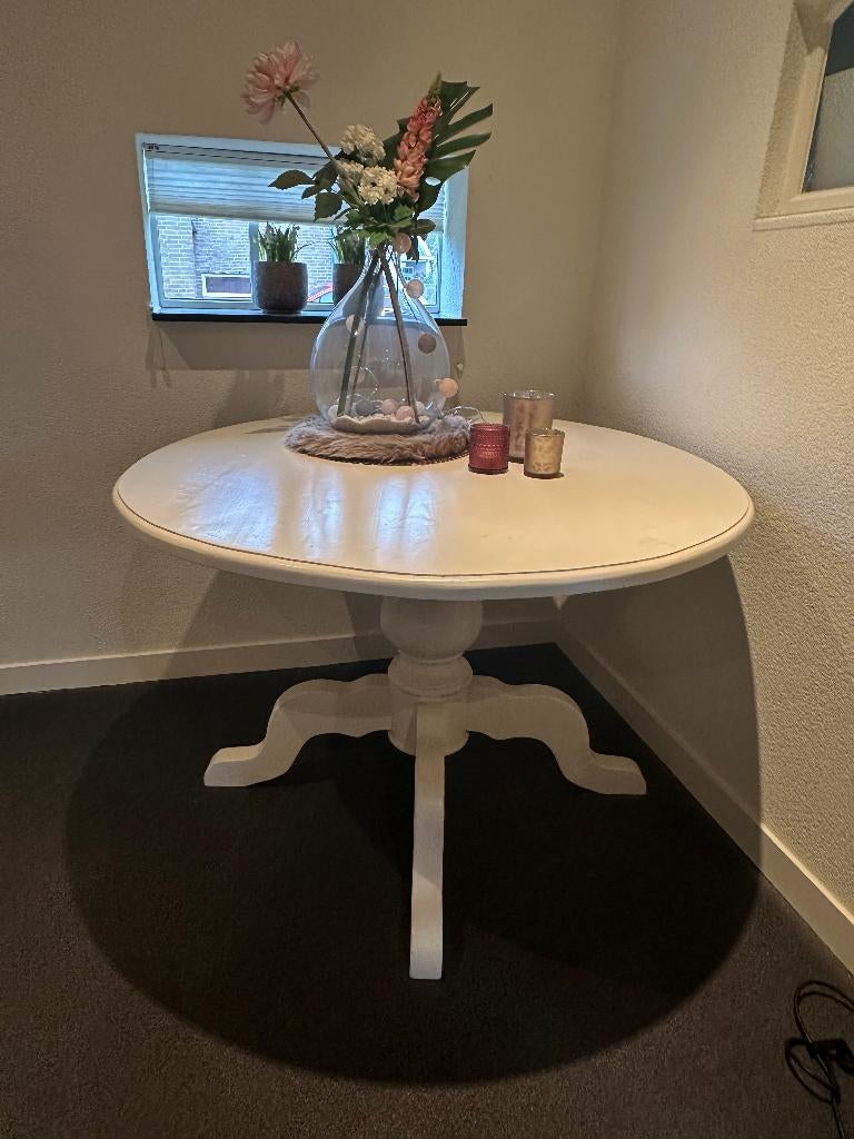 Ronde tafel, Huis en Inrichting, Tafels | Eettafels, Ophalen, Gebruikt, Vier personen, 100 tot 150 cm