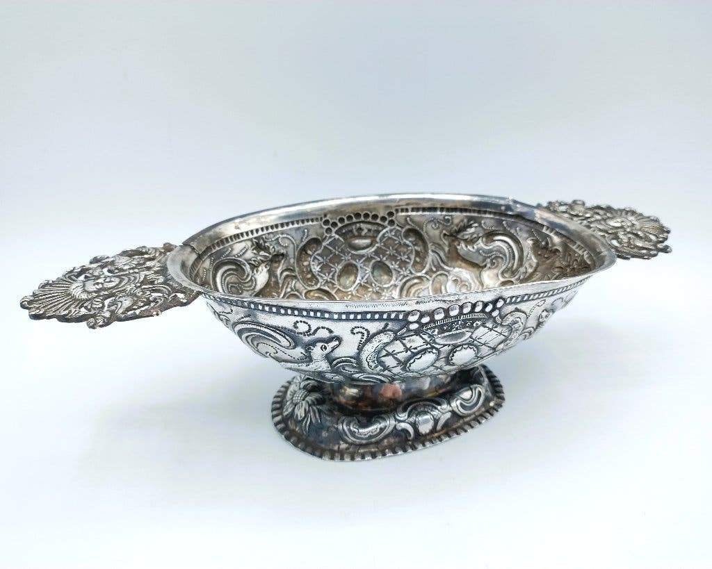 Zilveren brandewijnkom, A. Wijngaarden, Leeuwarden, 1773, Verzenden, Zilver