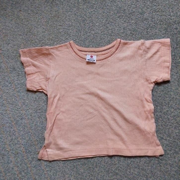 Zalm kleurig shirtje met korte mouwen, maat 104, Gebruikt, Meisje, Ophalen of Verzenden, Shirt of Longsleeve